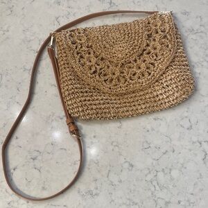 LC Lauren Conrad Natural Woven Crossbody Bag